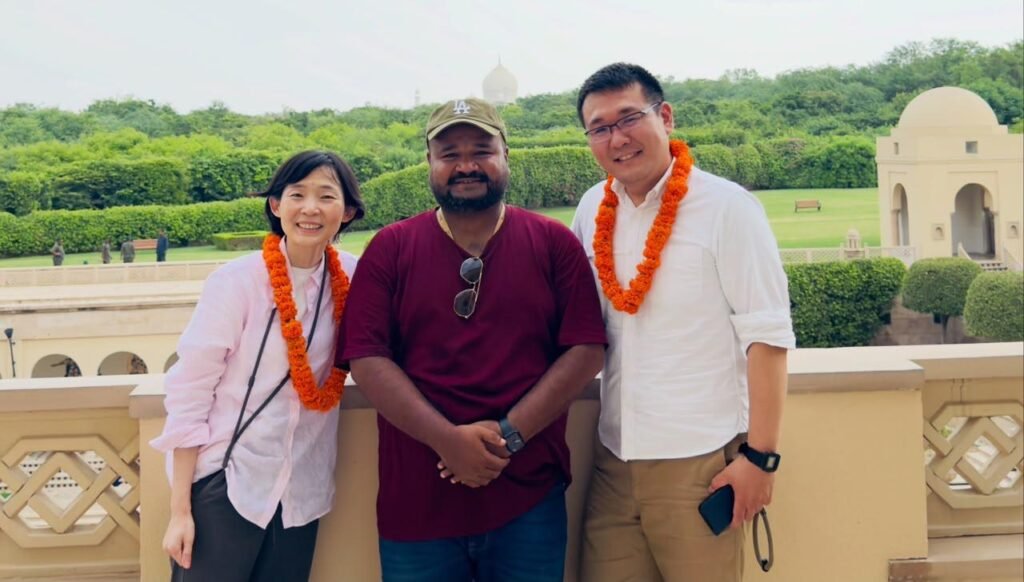 Experienced Agra tourist guide Mohd. Imran Khan with foreign travelers during a private tour.