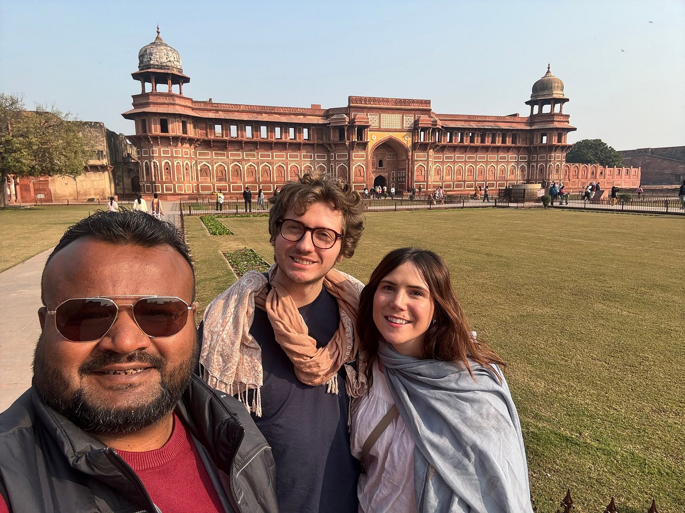 Tour Guide Cost in Agra - licensed tour guide with international tourists at Agra Fort